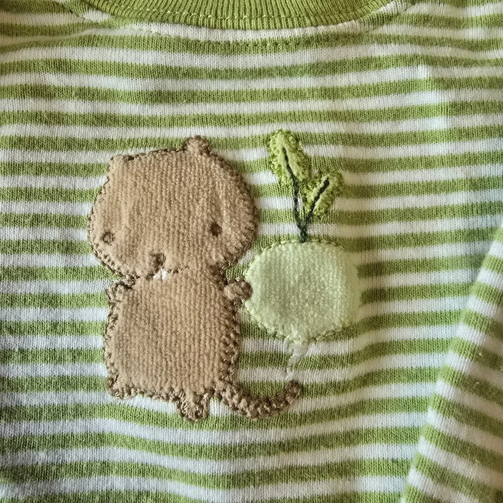 Vintage Gymboree Does Your Garden Grow Baby Corduroy Overalls & Striped Set 0-3M